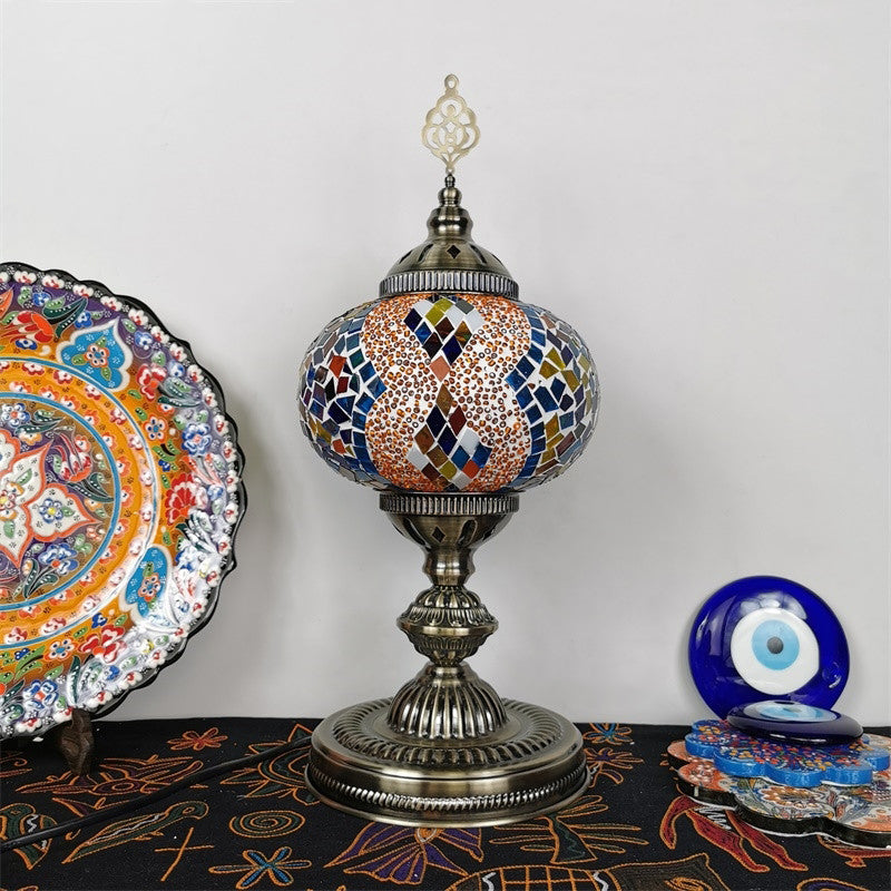 Art Deco Incense Burner Desk Light 1-Bulb Handcrafted Stained Glass Table Lamp in White/Beige/Yellow Clearhalo 'Lamps' 'Table Lamps' Lighting' 920751