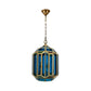 Blue Glass Lantern Ceiling Lamp Vintage 1-Light Bedroom Hanging Pendant Light with Open Bottom Clearhalo 'Ceiling Lights' 'Chandeliers' 'Glass shade' 'Glass' 'Pendant Lights' 'Pendants' Lighting' 921075