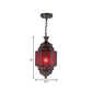 Metal Lantern Suspension Lighting Arab 1 Head Restaurant Drop Lamp with Red Glass Shade Clearhalo 'Ceiling Lights' 'Pendant Lights' 'Pendants' Lighting' 921127