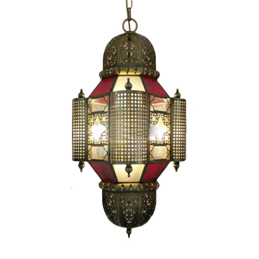 Arabian Lantern Pendant Lighting 3 Heads Metal Chandelier Light Fixture in Brass for Restaurant Clearhalo 'Ceiling Lights' 'Chandeliers' Lighting' options 921286