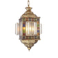 Hollow Frosted Glass Pendant Arab 3 Heads Corridor Chandelier Lighting Fixture in Brass Clearhalo 'Ceiling Lights' 'Chandeliers' Lighting' options 921366