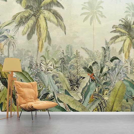 Fresh Jungle Mural Wallpaper for Home Decoration Tropical Wall Art, Made to Measure Clearhalo 'Wall Decor' 'Wall Mural' 921565