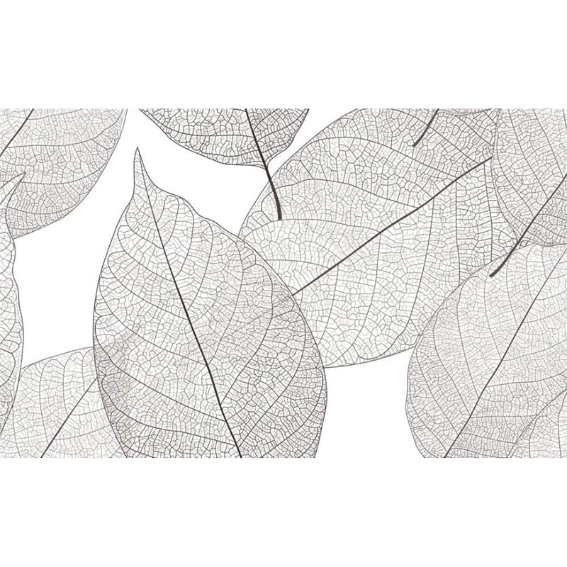 Contemporary Leaf Texture Mural Wallpaper in Grey Living Room Wall Art, Personalized Size Available Clearhalo 'Wall Decor' 'Wall Mural' 921577