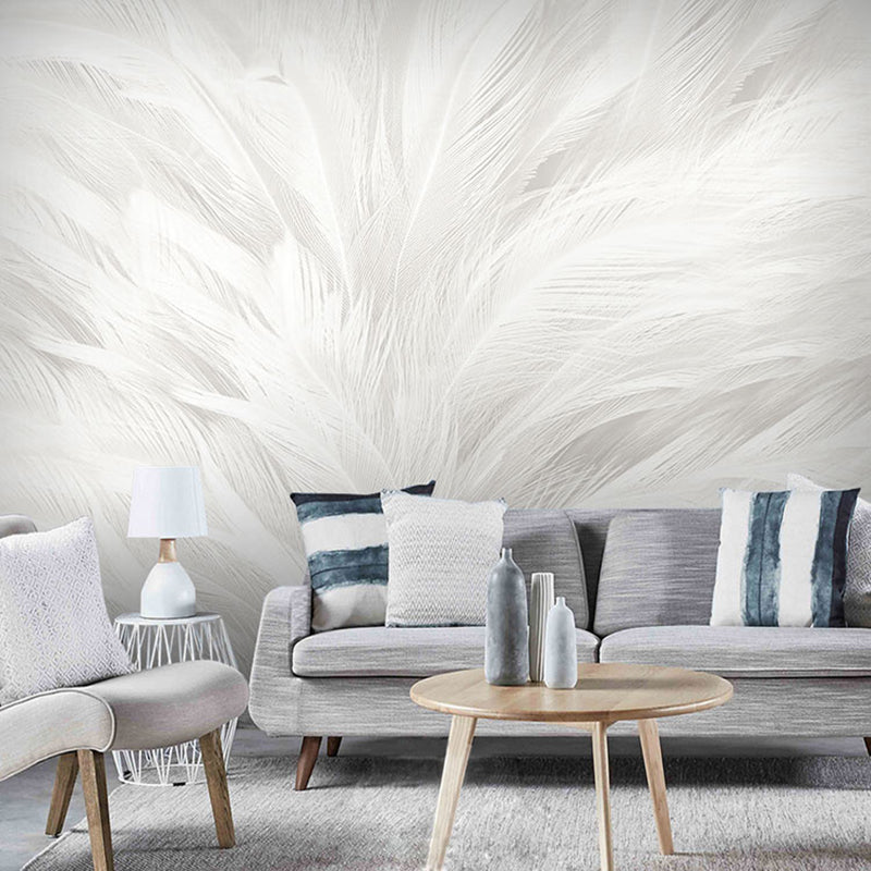 Art Decor Leaf Texture Mural for Accent Wall, Big Wall Covering in Neutral Color Clearhalo 'Wall Decor' 'Wall Mural' 921590