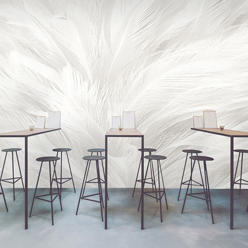 Art Decor Leaf Texture Mural for Accent Wall, Big Wall Covering in Neutral Color Clearhalo 'Wall Decor' 'Wall Mural' 921591