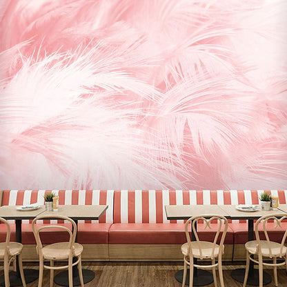 Art Decor Leaf Texture Mural for Accent Wall, Big Wall Covering in Neutral Color Pink Clearhalo 'Wall Decor' 'Wall Mural' 921594