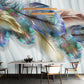 Classic Wall Mural with Yellow and Blue Feather for Commercial Use, Non-Woven Material Clearhalo 'Wall Decor' 'Wall Mural' 921670