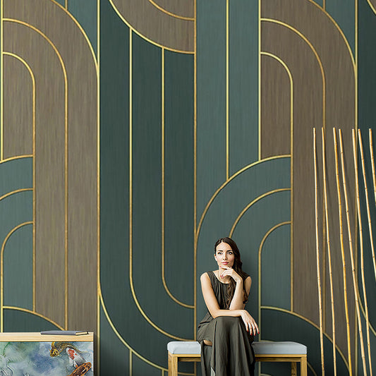 Stain-Resistant Mural Wallpaper Geometries and Stripe Personalized Size Contemporary Wall Art for Accent Wall Green Clearhalo 'Wall Decor' 'Wall Mural' 921749