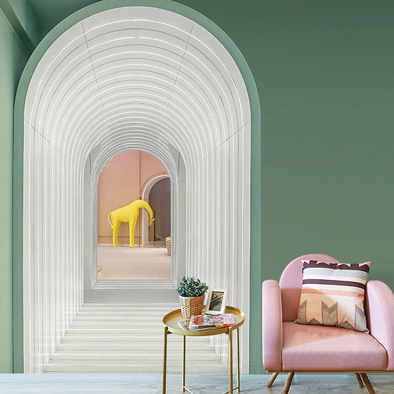 Nordic Mural Wallpaper for Living Room, Pastel Color 3D Stretching Door, Made to Measure Green Clearhalo 'Wall Decor' 'Wall Mural' 921863