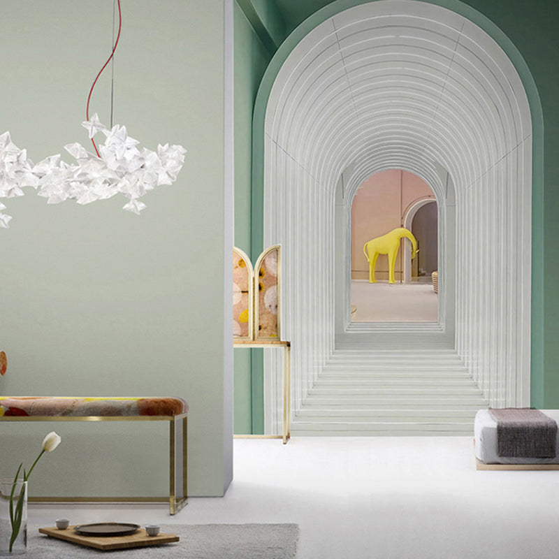 Nordic Mural Wallpaper for Living Room, Pastel Color 3D Stretching Door, Made to Measure Clearhalo 'Wall Decor' 'Wall Mural' 921864