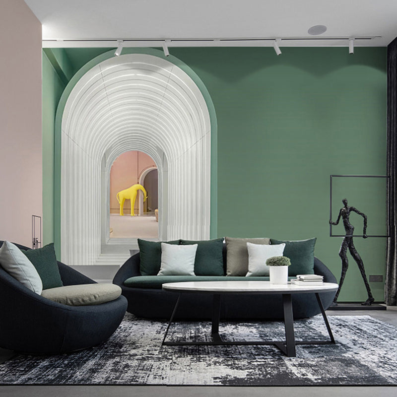 Nordic Mural Wallpaper for Living Room, Pastel Color 3D Stretching Door, Made to Measure Clearhalo 'Wall Decor' 'Wall Mural' 921866