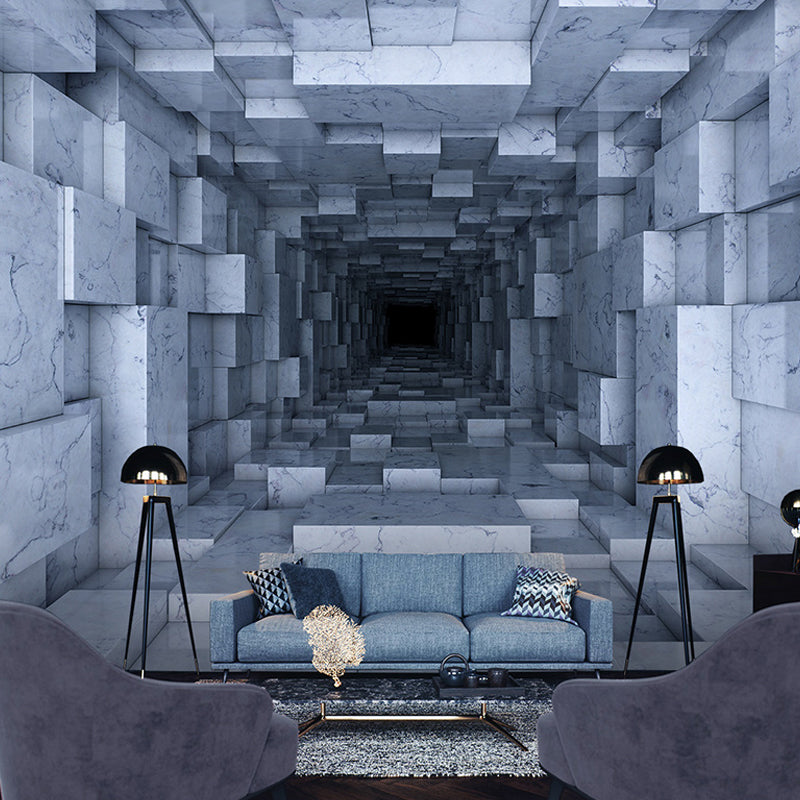 Whole Wall Murals Industrial Color 3D Extensive Zone Non-Woven Fabric Wall Decor for Coffee Shop, Customized Size Available Blue Clearhalo 'Wall Decor' 'Wall Mural' 921881