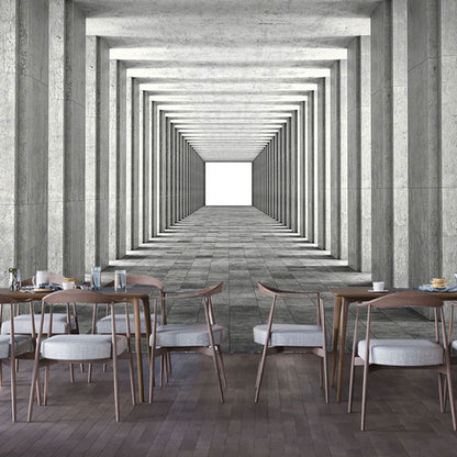 Original Grey Wall Mural with 3D Visual Tunnel for Office, Non-Woven Fabric B Clearhalo 'Wall Decor' 'Wall Mural' 921947