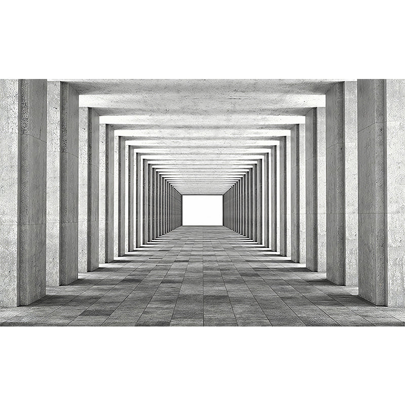 Original Grey Wall Mural with 3D Visual Tunnel for Office, Non-Woven Fabric Clearhalo 'Wall Decor' 'Wall Mural' 921951