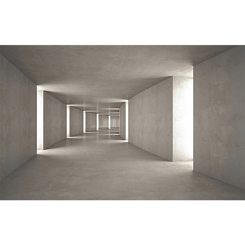 Dark Color 3D Tunnel Mural Wallpaper for Office and Library, Non-Woven Matetrial Clearhalo 'Wall Decor' 'Wall Mural' 921987