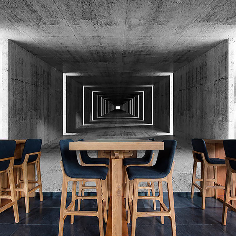 Dark Color 3D Tunnel Mural Wallpaper for Office and Library, Non-Woven Matetrial Clearhalo 'Wall Decor' 'Wall Mural' 921992