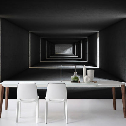 Dark Color 3D Tunnel Mural Wallpaper for Office and Library, Non-Woven Matetrial Black Clearhalo 'Wall Decor' 'Wall Mural' 921995