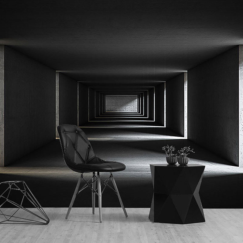 Dark Color 3D Tunnel Mural Wallpaper for Office and Library, Non-Woven Matetrial Clearhalo 'Wall Decor' 'Wall Mural' 921998