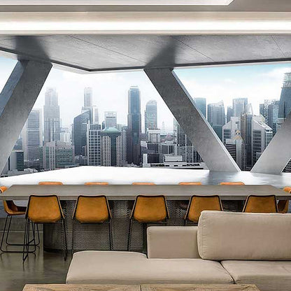 Extra Large Photo Wall Murals 3D Print City View Wall Decor for Office in Obscure Color, Made to Measure Grey Clearhalo 'Wall Decor' 'Wall Mural' 922019