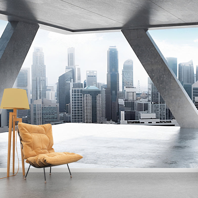 Extra Large Photo Wall Murals 3D Print City View Wall Decor for Office in Obscure Color, Made to Measure Clearhalo 'Wall Decor' 'Wall Mural' 922021