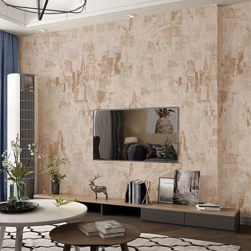 Pastel Color Vintage Castle Wallpaper Non-Pasted Water-Resistant Wall Covering Tan Clearhalo 'Industrial wall decor' 'Industrial' 'Wallpaper' Wall Decor' 922055