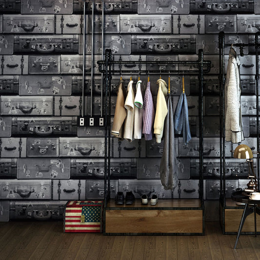 Industrial Grey Brick Wallpaper Roll Waterproof Non-Pasted Wall Covering, 20.5 in x 33 ft Black Clearhalo 'Industrial wall decor' 'Industrial' 'Wallpaper' Wall Decor' 922068