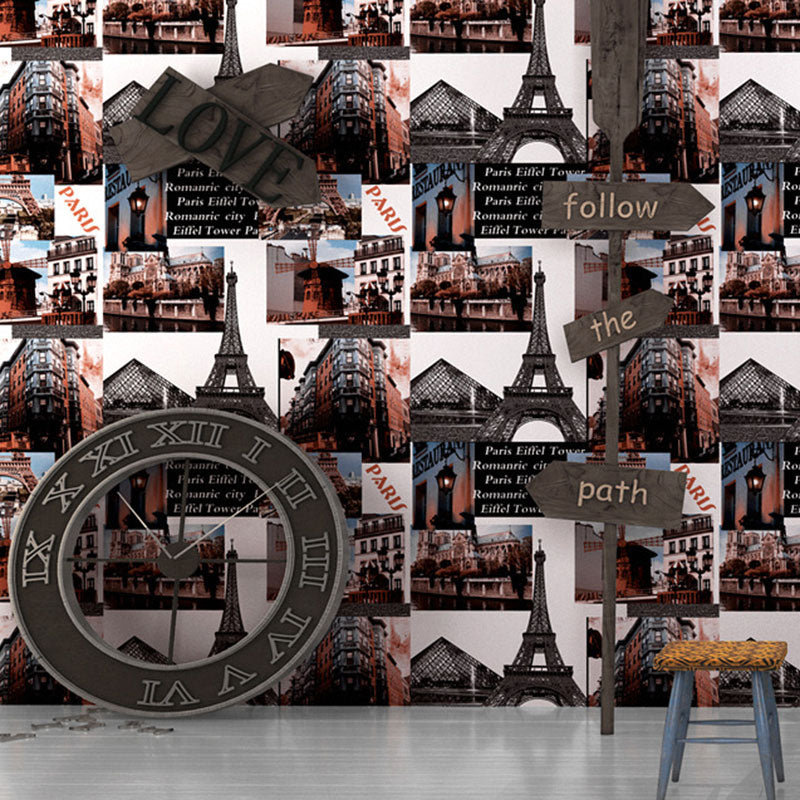 Stain-Resistant Non-Pasted Wall Decor Classic Eiffel Tower PVC Wallpaper in Natural Color Tan Clearhalo 'Industrial wall decor' 'Industrial' 'Wallpaper' Wall Decor' 922150