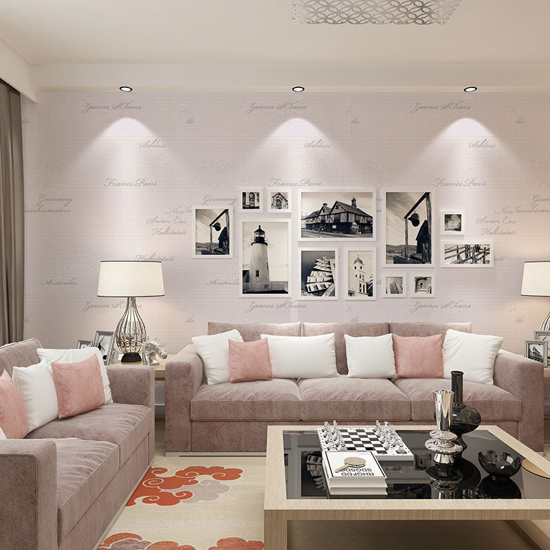 Soft Color Letter Wallpaper Decorative Non-Pasted Wall Covering, 20.5-inch x 31-foot Clearhalo 'Industrial wall decor' 'Industrial' 'Wallpaper' Wall Decor' 922235