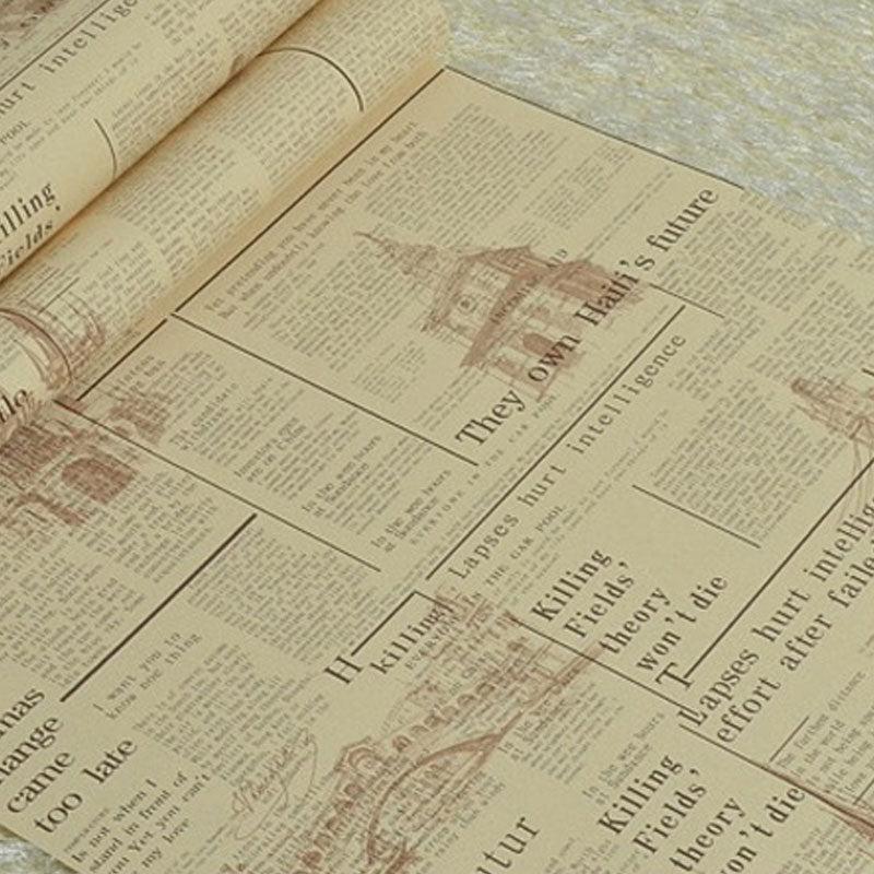33' x 20.5" Vintage Wallpaper Newspaper Non-Pasted Wall Decor in Natural Color Clearhalo 'Industrial wall decor' 'Industrial' 'Wallpaper' Wall Decor' 922255