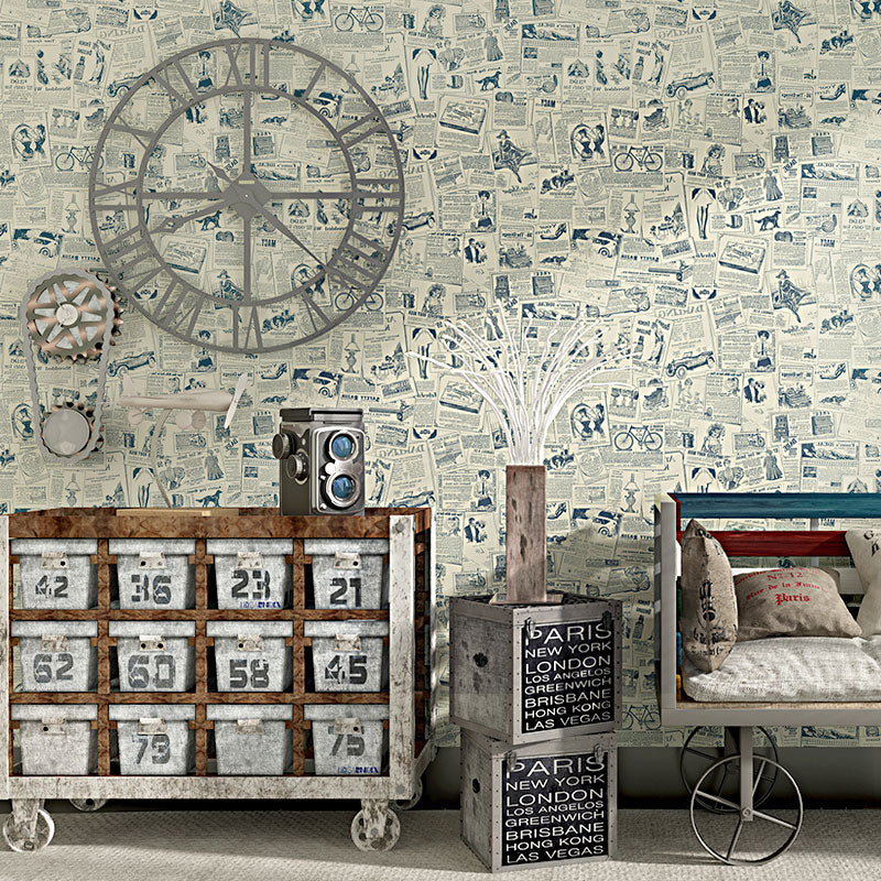 Non-Pasted Wallpaper 33' x 20.5" Traditional Newspaper Wall Decor for Coffee Shop Beige Clearhalo 'Industrial wall decor' 'Industrial' 'Wallpaper' Wall Decor' 922286