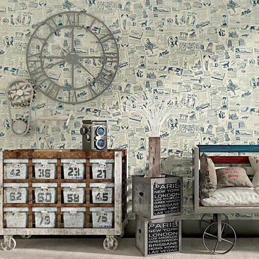 Non-Pasted Wallpaper 33' x 20.5" Traditional Newspaper Wall Decor for Coffee Shop Beige Clearhalo 'Industrial wall decor' 'Industrial' 'Wallpaper' Wall Decor' 922286