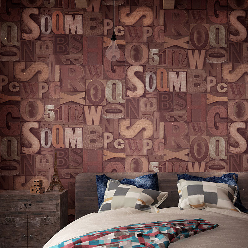 Rusty Red Letter Wallpaper Roll Non-Pasted Wall Covering for Accent Wall, 33' x 20.5" Dark Red Clearhalo 'Industrial wall decor' 'Industrial' 'Wallpaper' Wall Decor' 922312