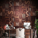 Rusty Red Letter Wallpaper Roll Non-Pasted Wall Covering for Accent Wall, 33' x 20.5" Clearhalo 'Industrial wall decor' 'Industrial' 'Wallpaper' Wall Decor' 922313