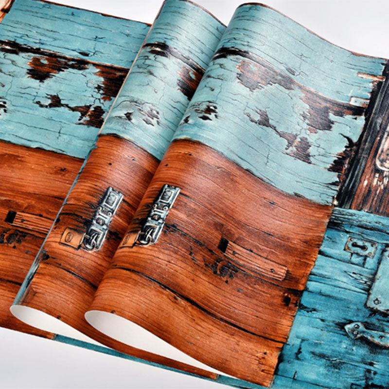 Number and Faux Wood Wallpaper Neutral Color Non-Pasted Wall Decor, 33-foot x 20.5-inch Clearhalo 'Industrial wall decor' 'Industrial' 'Wallpaper' Wall Decor' 922339