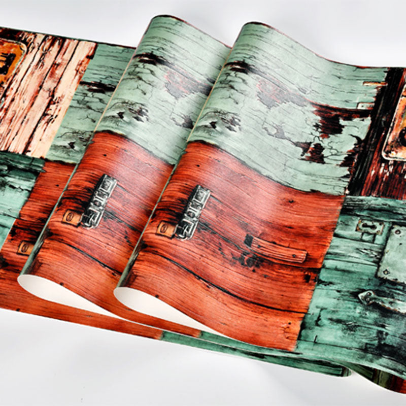 Number and Faux Wood Wallpaper Neutral Color Non-Pasted Wall Decor, 33-foot x 20.5-inch Clearhalo 'Industrial wall decor' 'Industrial' 'Wallpaper' Wall Decor' 922342