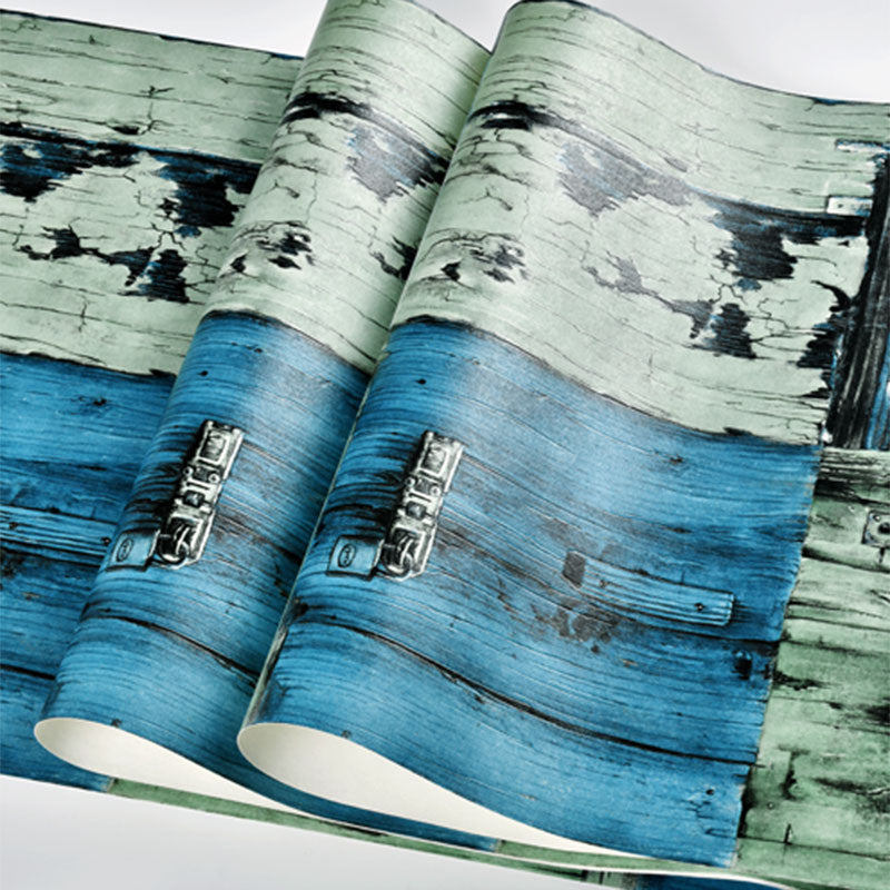 Number and Faux Wood Wallpaper Neutral Color Non-Pasted Wall Decor, 33-foot x 20.5-inch Clearhalo 'Industrial wall decor' 'Industrial' 'Wallpaper' Wall Decor' 922345