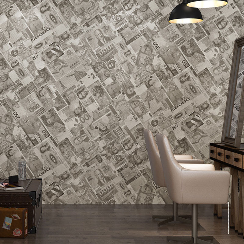 Plaster Wallpaper Roll Non-Pasted Greenback Wall Covering in Soft Color, Non-Pasted Gray-Coffee Clearhalo 'Industrial wall decor' 'Industrial' 'Wallpaper' Wall Decor' 922353