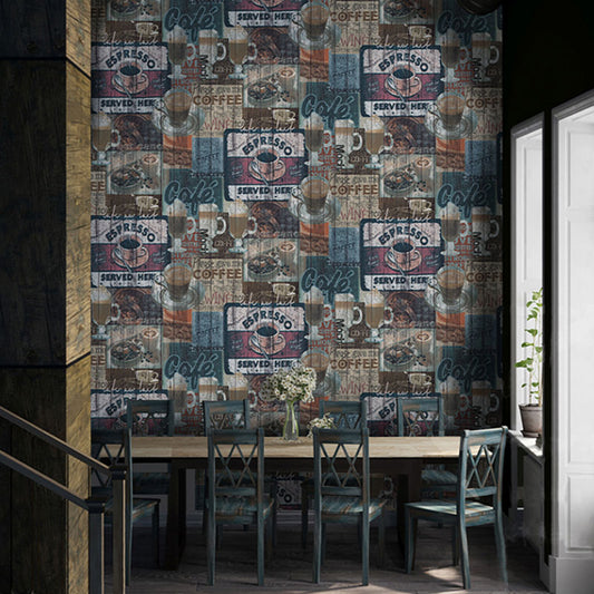 33' by 20.5" Decorative Wallpaper Leisure Shop and Cafe Wall Covering, 33 ft. x 20.5 in Blue Clearhalo 'Industrial wall decor' 'Industrial' 'Wallpaper' Wall Decor' 922372