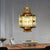Textured Glass Brass Ceiling Pendant Lantern 6-Head Chandelier Light Fixture for Restaurant Brass Clearhalo 'Ceiling Lights' 'Chandeliers' 'Glass shade' 'Glass' 'Pendant Lights' Lighting' 922497