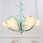 Opal Glass Blossom Chandelier Korean Garden 3/6 Bulbs Living Room Pendant in Pink/Blue/Green with Draping Clearhalo 'Ceiling Lights' 'Chandeliers' 'Glass shade' 'Glass' Lighting' 922535