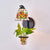 Dome Sconce Light Fixture Tiffany Multicolor Stained Glass 1 Head Red/Orange-Yellow/Blue Wall Mount Light with Plant Decoration Orange-Yellow Clearhalo 'Industrial' 'Middle century wall lights' 'Tiffany wall lights' 'Tiffany' 'Wall Lamps & Sconces' 'Wall Lights' Lighting' 92285