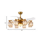Crystal Cylinder Hanging Fan Light Traditional 8 Bulbs 3-Blade Semi Flush Mount Light in Gold, 43" Width Clearhalo 'Ceiling Fans with Lights' 'Ceiling Fans' Lighting' 923775