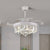 19" W 3 Blades Ceiling Fan Lighting with Acrylic Linear Shade Crystal Contemporary Bedroom Semi Flush Mount Light Fixture in White/Black White Clearhalo 'Ceiling Fans with Lights' 'Ceiling Fans' Lighting' 923780