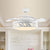 19.5" W Geometric Ceiling Fan Light Modern Metal LED White Semi Flush Mount Lamp with Crystal Accent and 4 Blades White Clearhalo 'Ceiling Fans with Lights' 'Ceiling Fans' Lighting' 923801