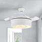 16" W White Floral/Drum Ceiling Fan Light Modern Crystal Bedroom LED Semi Flush Mount with 3 Retractable Blades White B Clearhalo 'Ceiling Fans with Lights' 'Ceiling Fans' Lighting' 923813