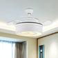 16" W White Floral/Drum Ceiling Fan Light Modern Crystal Bedroom LED Semi Flush Mount with 3 Retractable Blades Clearhalo 'Ceiling Fans with Lights' 'Ceiling Fans' Lighting' 923814