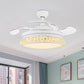 3-Blade Crystal Circle Fan Light Fixture Modern Living Room 19.5" Wide LED Semi Flush Mounted Lamp in White Clearhalo 'Ceiling Fans with Lights' 'Ceiling Fans' Lighting' 923823