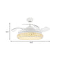 3-Blade Crystal Circle Fan Light Fixture Modern Living Room 19.5" Wide LED Semi Flush Mounted Lamp in White Clearhalo 'Ceiling Fans with Lights' 'Ceiling Fans' Lighting' 923825