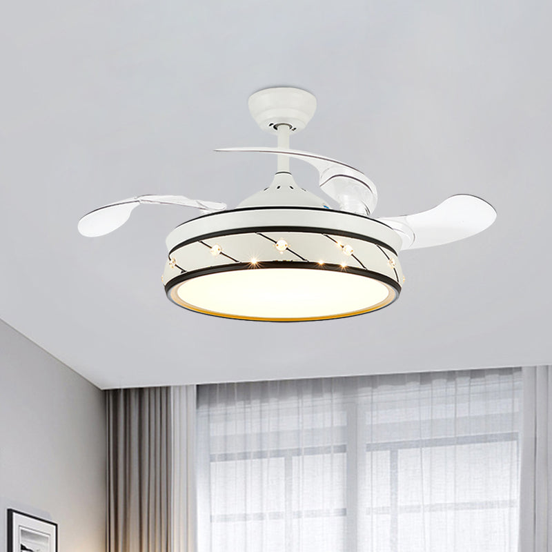 19.5" Wide White LED Semi Flush Light Simple Metal Round Flush Mount Ceiling Fan with 3 Blades White A Clearhalo 'Ceiling Fans with Lights' 'Ceiling Fans' Lighting' 923826