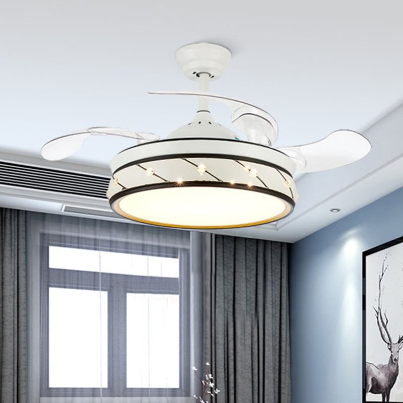 19.5" Wide White LED Semi Flush Light Simple Metal Round Flush Mount Ceiling Fan with 3 Blades Clearhalo 'Ceiling Fans with Lights' 'Ceiling Fans' Lighting' 923827